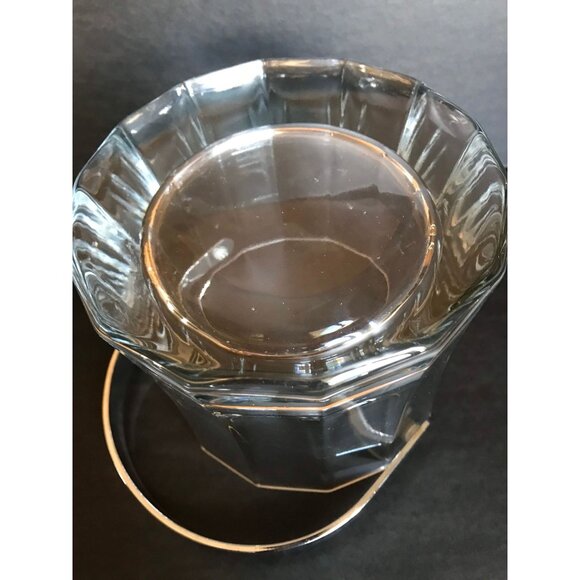 Vintage Mini Crystal Ice Bucket With Silver Tone Handle 14 Faceted Sides - Picture 5 of 10